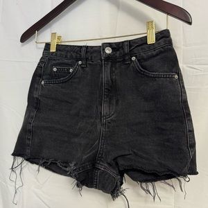 Zara Mom High Rise Denim Shorts in Black
